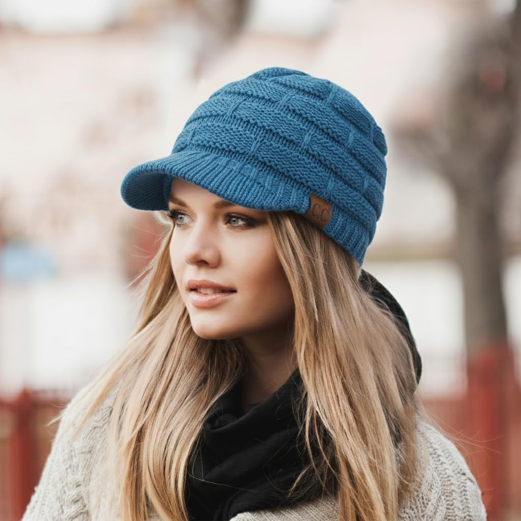 Hatsandscarf Exclusives Women'S Ribbed Knit Hat with Brim (YJ-131)(YJ-2023)
