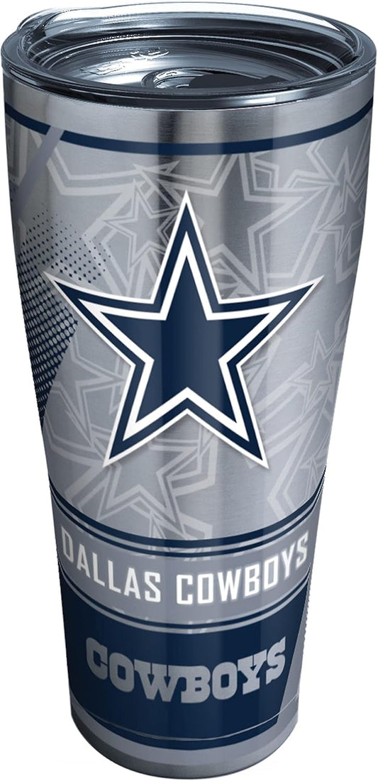 Triple Walled NFL Dallas Cowboys Edge Insulated Tumbler Cup Keeps Drinks Cold & Hot, 30Oz, Stainless Steel