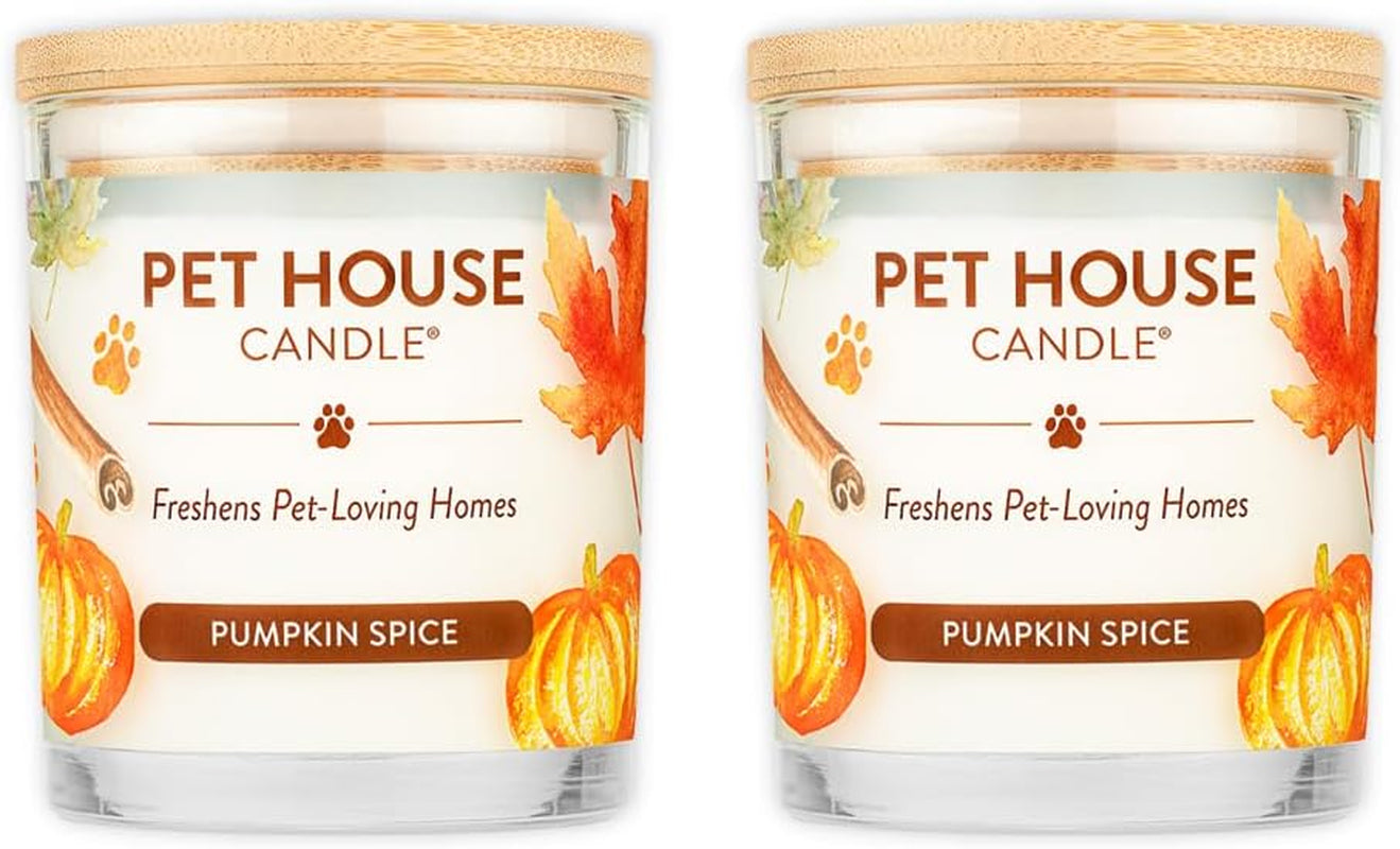 Pet House Fall Candles, Long Lasting, Clean Burning, Soy Wax Scented Candles for Pet Odor, Pumpkin Spice, 2 Pack