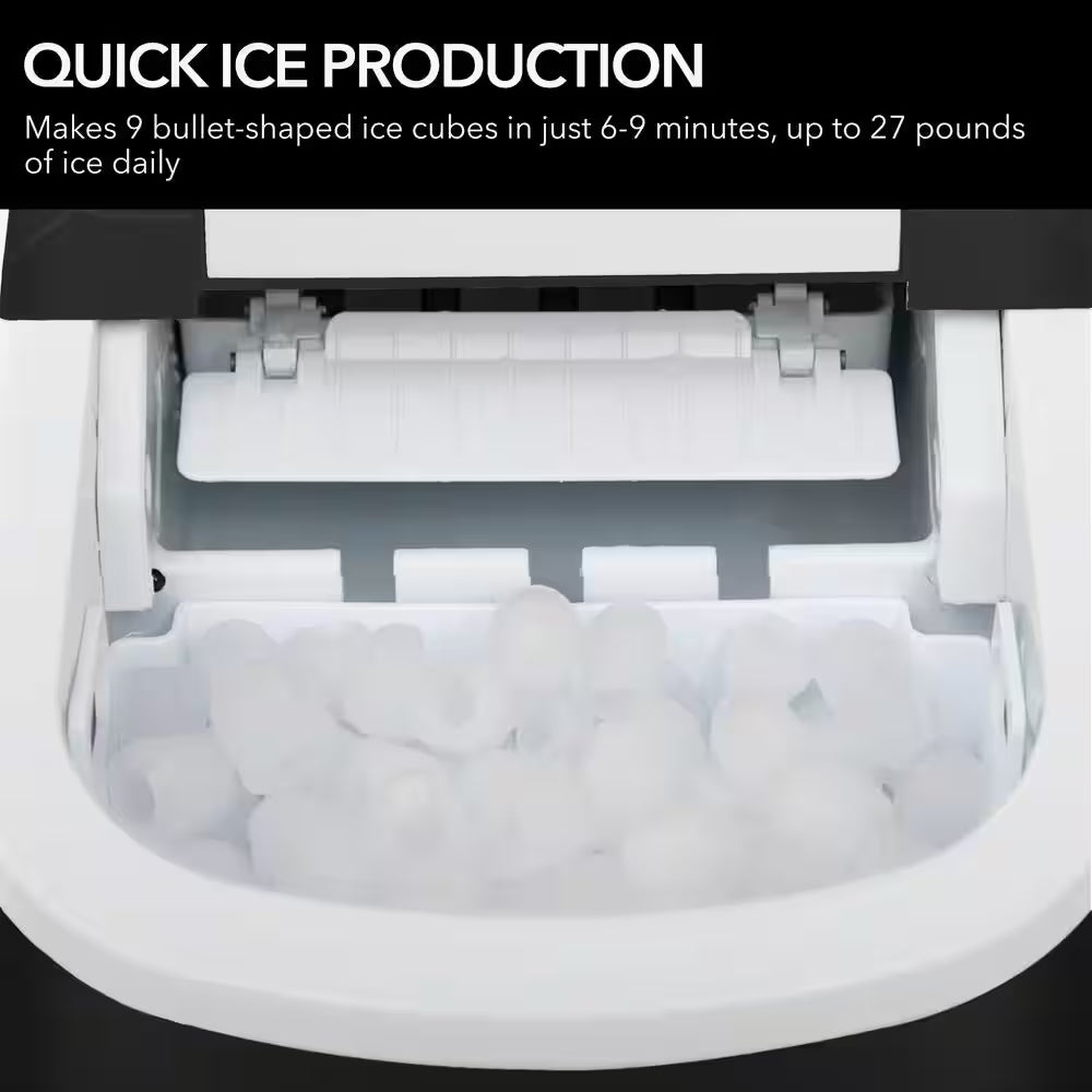 9.5 In. 27 Lbs. Portable Countertop Ice Maker Bullet Ice Machine with 2.2L Reservoir and 1.5 Lb. Bin in Metallic Black
