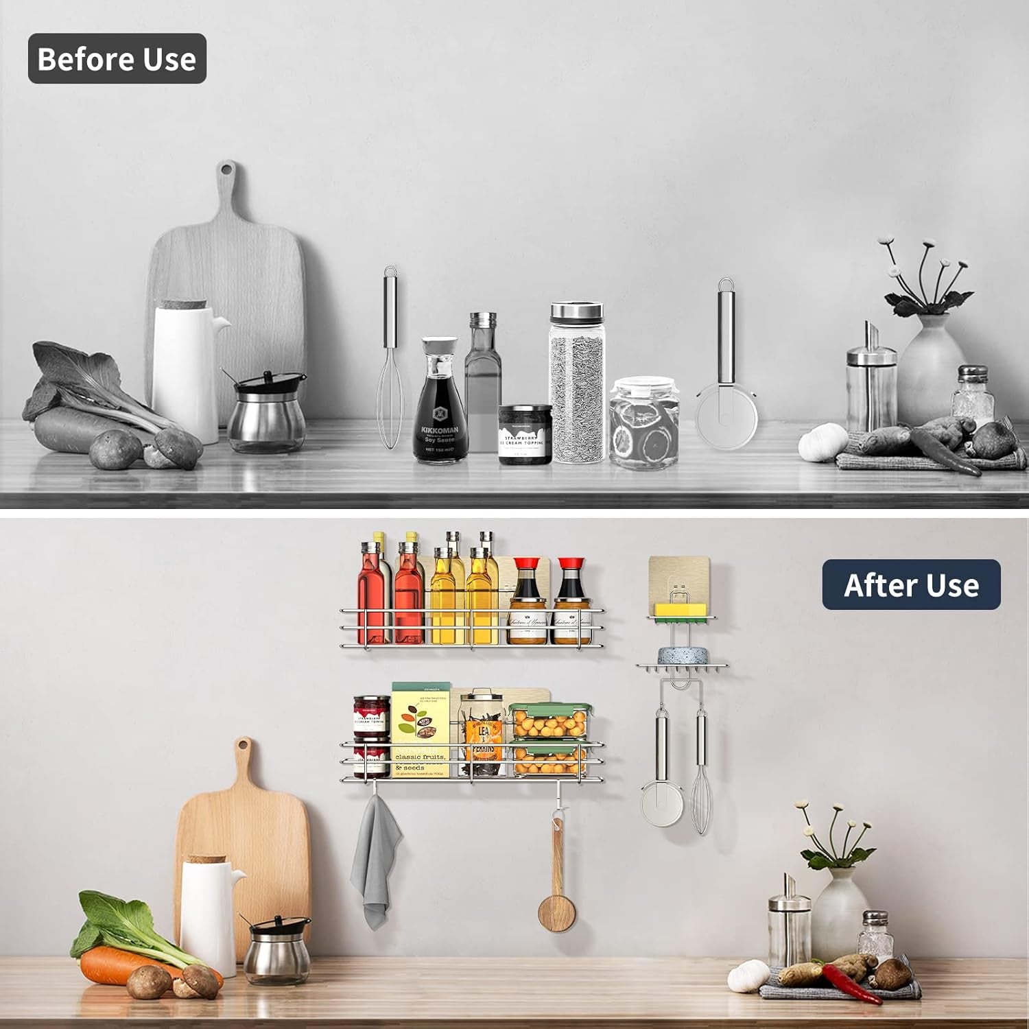 Shower Caddy Basket Shelf with Soap Holder 3 Pack, No Drilling Traceless Adhesive Shower Organizer Storage for Inside, Shower Wall Shelves with Hooks, SUS304 Stainless Steel Bathroom Organizer Shelf