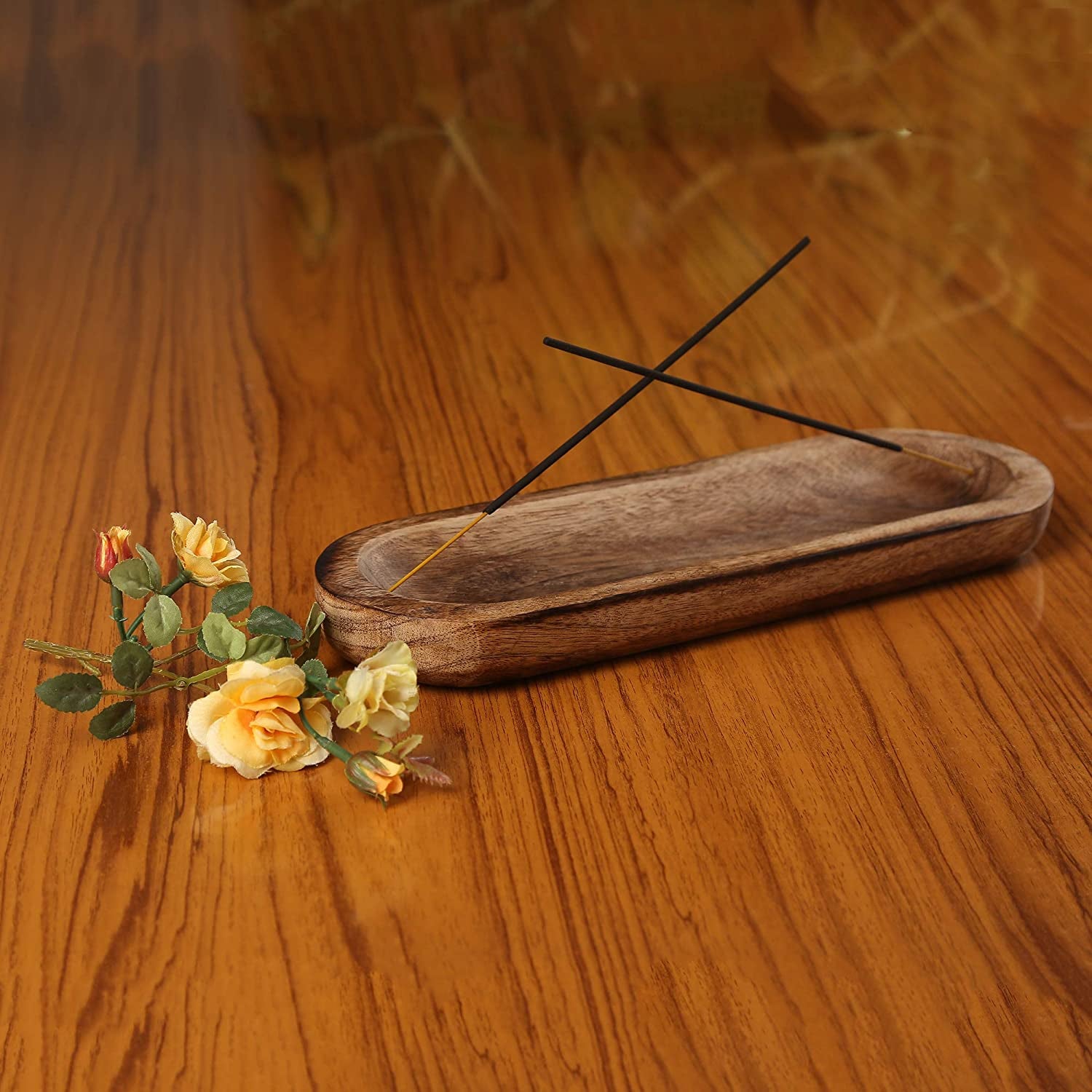 Wooden Brown Incense Holder -Incense Burner Holder –Ash Catcher - Incense Stick Holder - Meditation & Yoga - Great Gift for Any Occasion Size 11X4 Inch