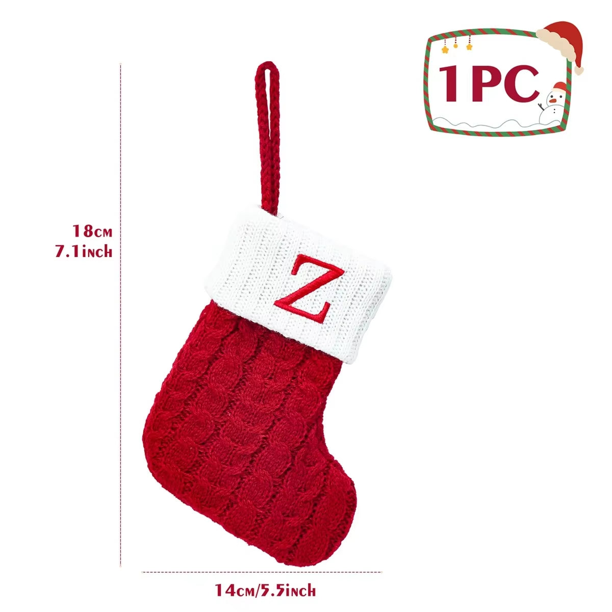 Christmas Socks Knitting Snowflake Letter Stocking Christmas Decoration for Home 2024 Xmas Tree Ornament Gift Navidad Natal A-Z