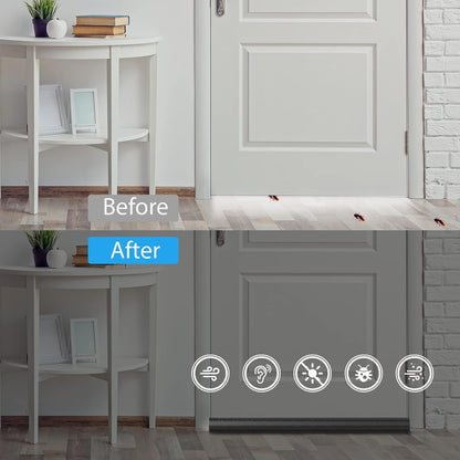 Twin Door Draft Stopper,2 Pack Door Seal Weather Stripping Window Breeze Blocker Adjustable Door Sweeps(Black)…