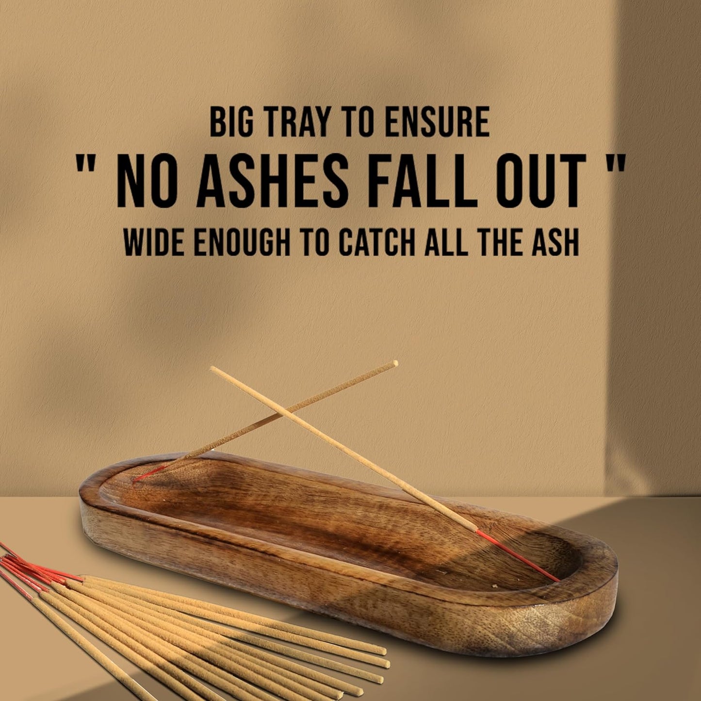 Wooden Brown Incense Holder -Incense Burner Holder –Ash Catcher - Incense Stick Holder - Meditation & Yoga - Great Gift for Any Occasion Size 11X4 Inch