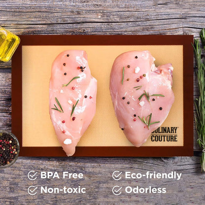 Non-Stick Silicone Baking Mat Set, Includes 4 Half Sheet Silicone Oven Mats, Silicone Baking Sheet for Breads and Pastries, Silicone Baking Mats Cookie Sheets