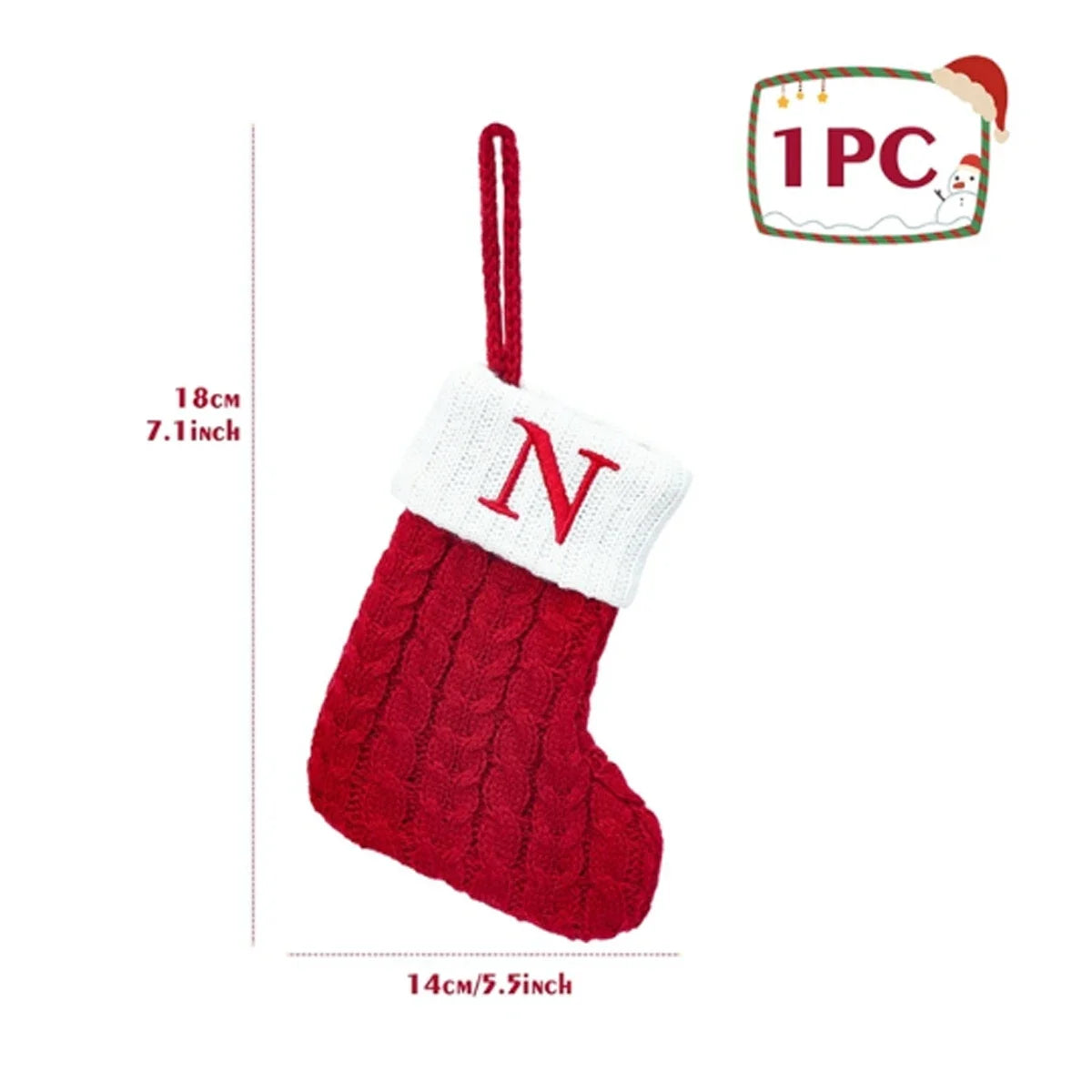 Christmas Socks Knitting Snowflake Letter Stocking Christmas Decoration for Home 2024 Xmas Tree Ornament Gift Navidad Natal A-Z