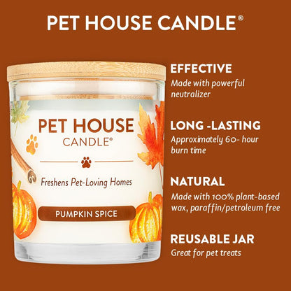 Pet House Fall Candles, Long Lasting, Clean Burning, Soy Wax Scented Candles for Pet Odor, Pumpkin Spice, 2 Pack