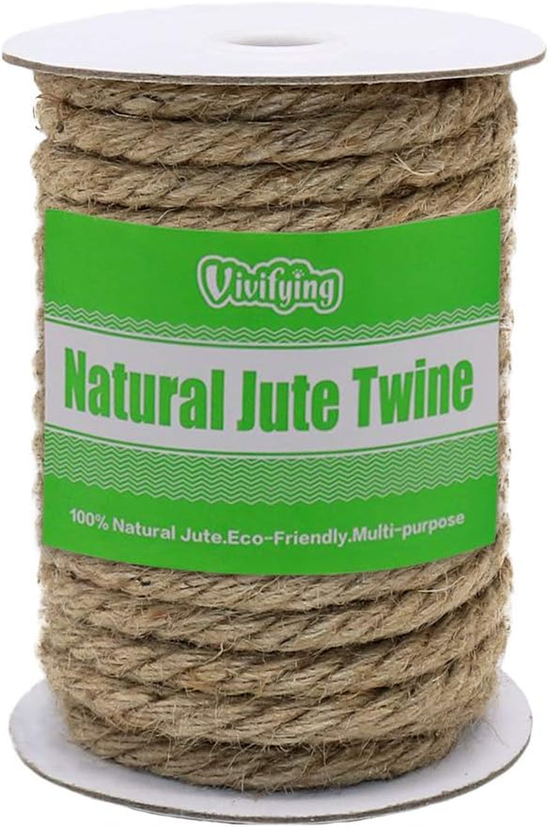 50 Feet 10Mm Jute Rope, Natural Heavy Duty Twine for Crafts, Cat Scratching Post, Gardening, Bundling and Hanging