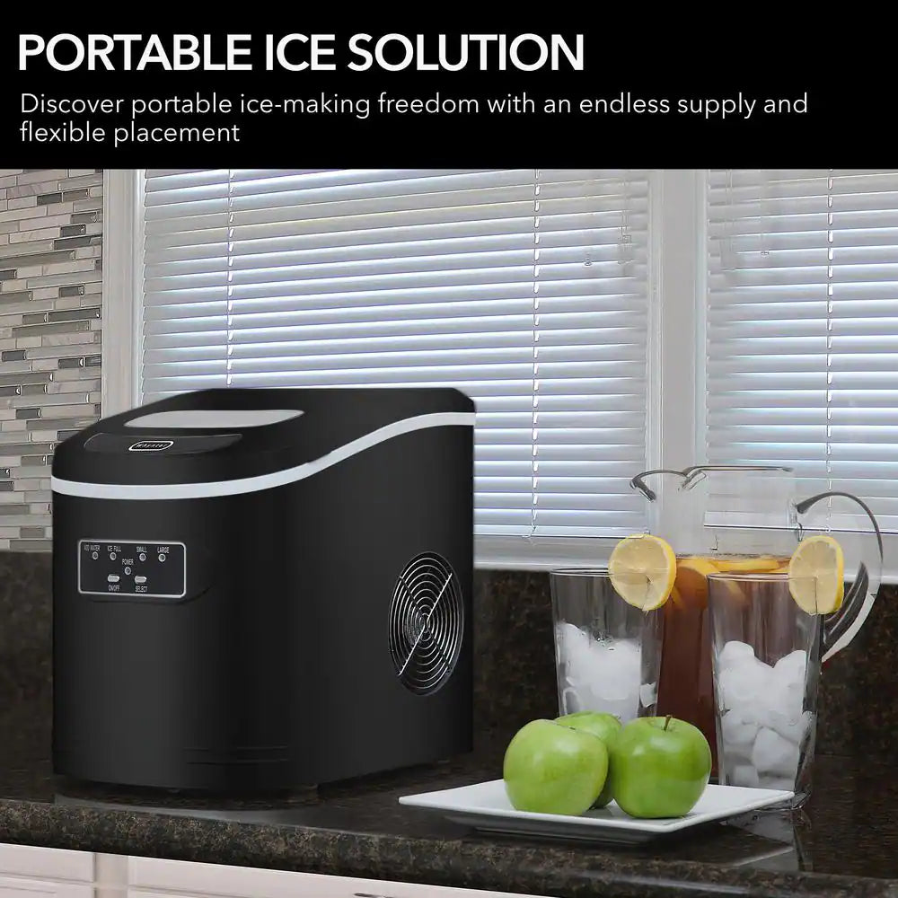 9.5 In. 27 Lbs. Portable Countertop Ice Maker Bullet Ice Machine with 2.2L Reservoir and 1.5 Lb. Bin in Metallic Black
